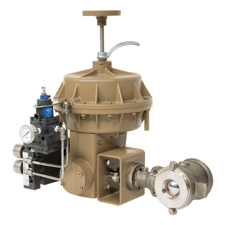 Cashco Ranger control valve with actuator – rotary globe type flangeless version