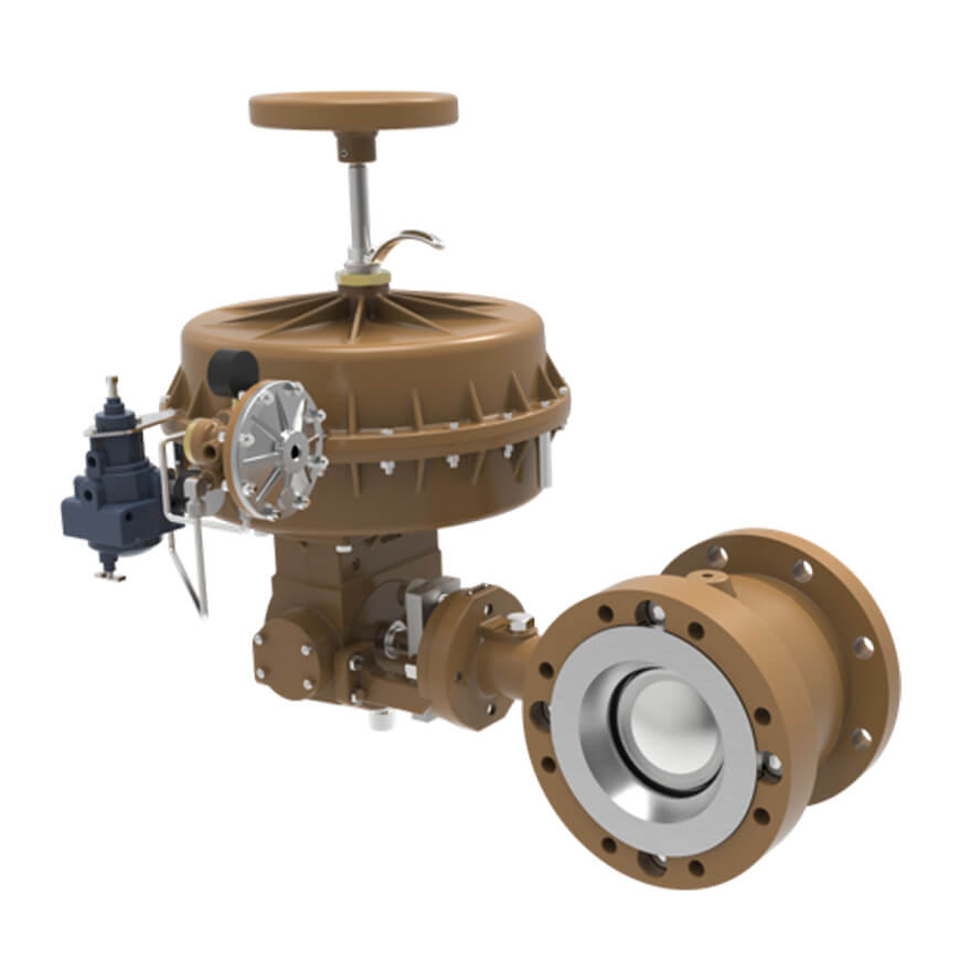 Cashco Ranger control valve with actuator – rotary globe type flanged version typically petrochemical plants