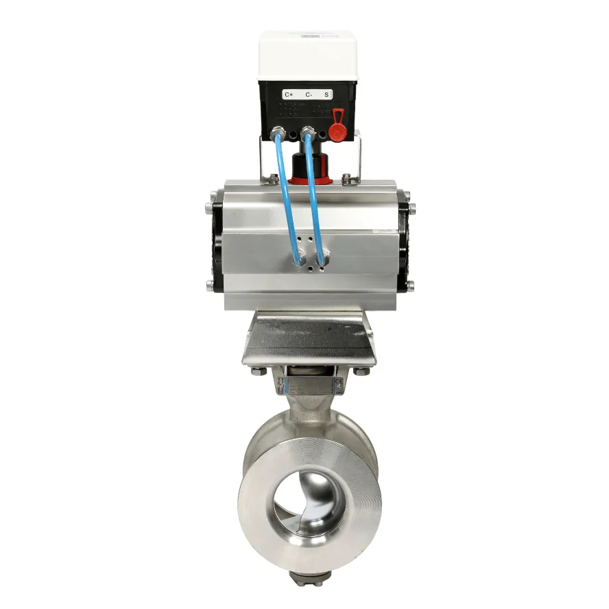 NAF-Setball SF segmented ball valve with rack & pinion actuator – front view