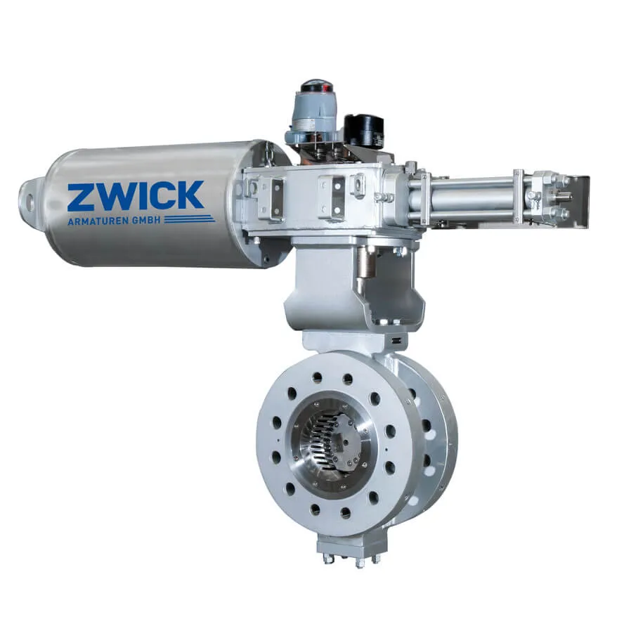 Zwick Tri-Con triple offset valve with pneumatic actuator and positioner for control and on/off service